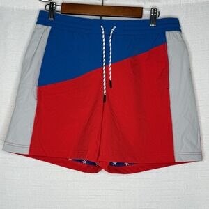 Chubbies Mens M Lined Red Blue American Swim Trunks Shorts 5.5 Inseam Pocket USA